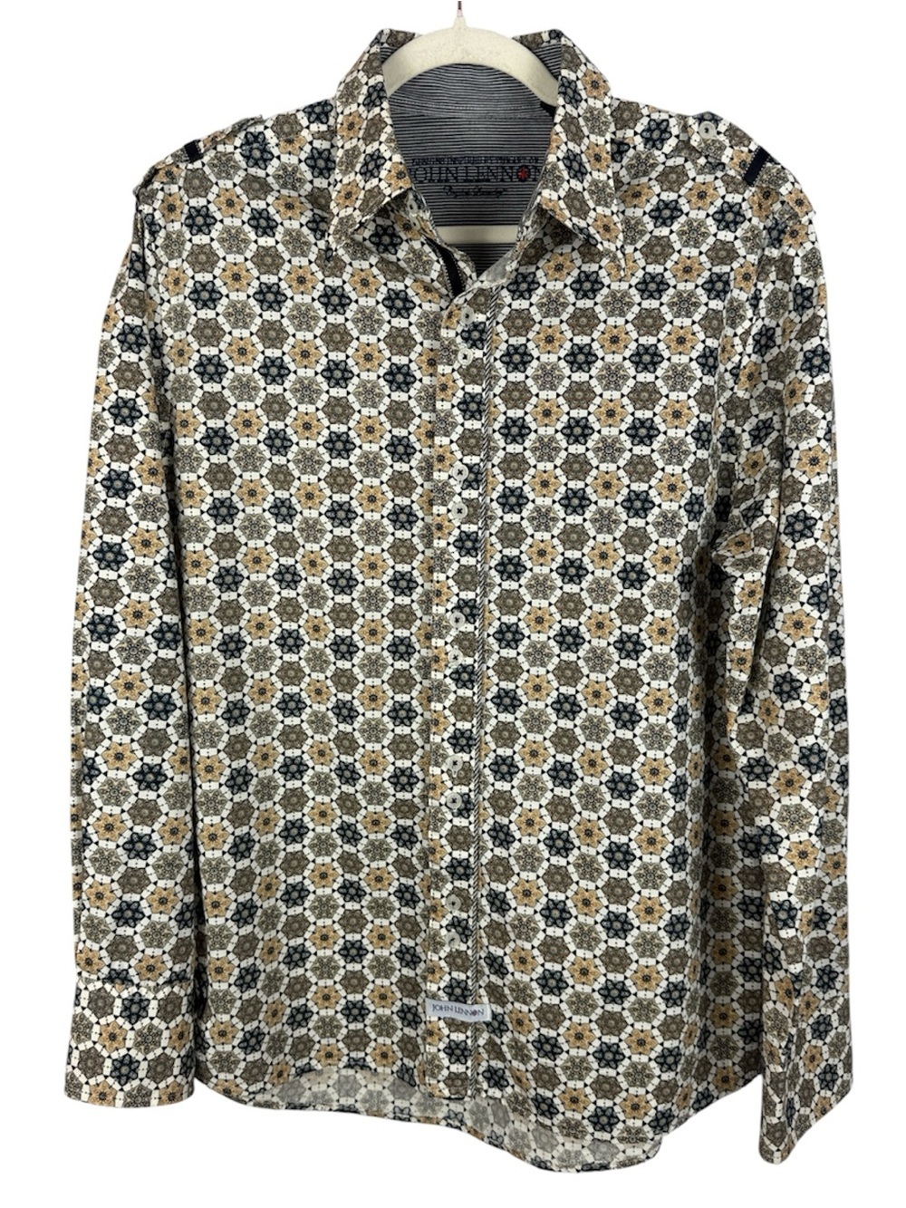 John Lennon by English Laundry Geometric Medallion Print Button Down Shirt